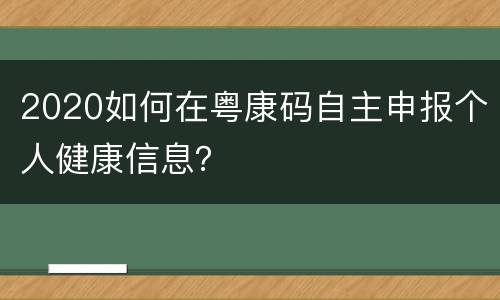 2020如何在粤康码自主申报个人健康信息？