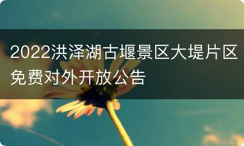 2022洪泽湖古堰景区大堤片区免费对外开放公告