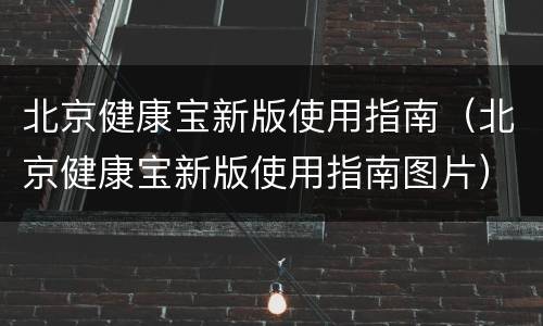 北京健康宝新版使用指南（北京健康宝新版使用指南图片）