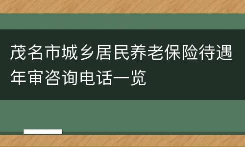 茂名市城乡居民养老保险待遇年审咨询电话一览