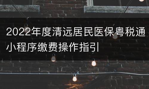 2022年度清远居民医保粤税通小程序缴费操作指引