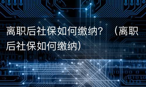 离职后社保如何缴纳？（离职后社保如何缴纳）
