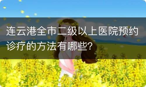连云港全市二级以上医院预约诊疗的方法有哪些？