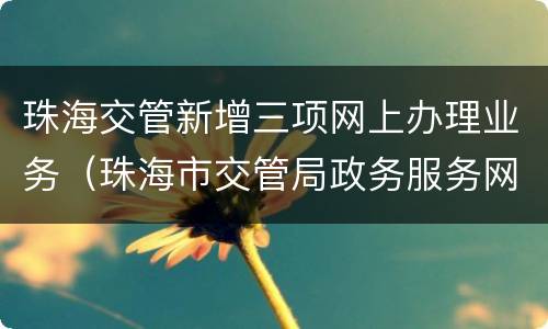 珠海交管新增三项网上办理业务（珠海市交管局政务服务网）