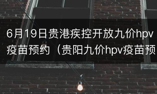 6月19日贵港疾控开放九价hpv疫苗预约（贵阳九价hpv疫苗预约）