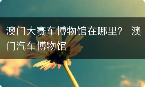 澳门大赛车博物馆在哪里？ 澳门汽车博物馆