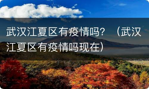 武汉江夏区有疫情吗？（武汉江夏区有疫情吗现在）