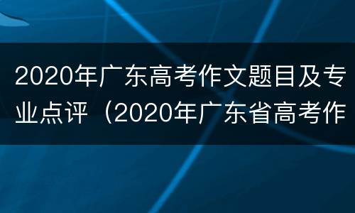 2020年广东高考作文题目及专业点评（2020年广东省高考作文题目）