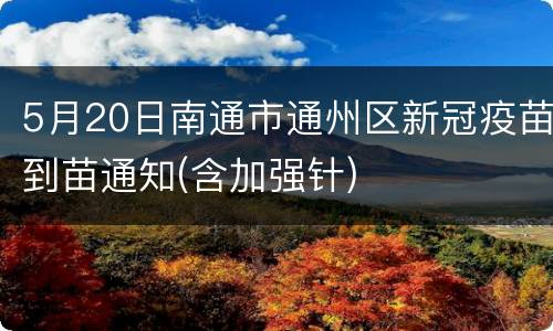 5月20日南通市通州区新冠疫苗到苗通知(含加强针)