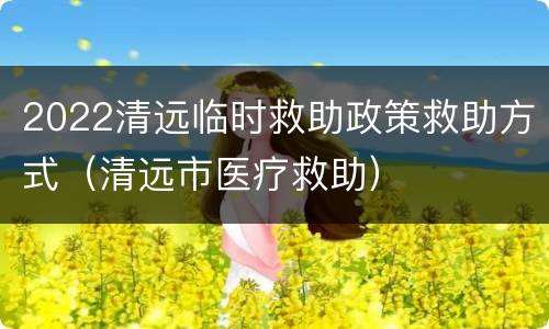 2022清远临时救助政策救助方式（清远市医疗救助）