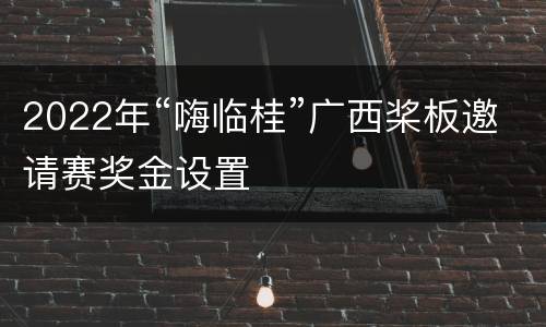 2022年“嗨临桂”广西桨板邀请赛奖金设置