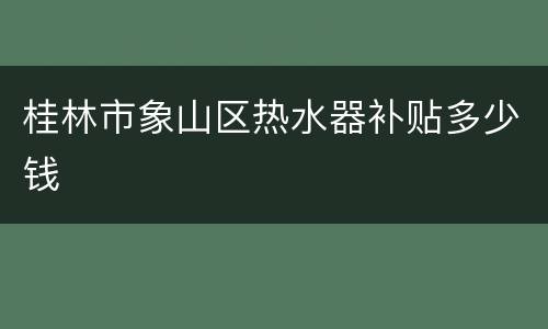 桂林市象山区热水器补贴多少钱