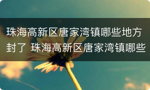 珠海高新区唐家湾镇哪些地方封了 珠海高新区唐家湾镇哪些地方封了呢