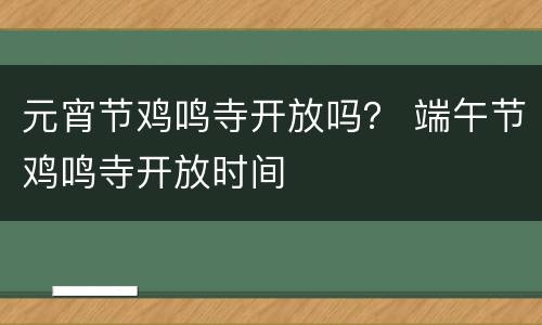 元宵节鸡鸣寺开放吗？ 端午节鸡鸣寺开放时间