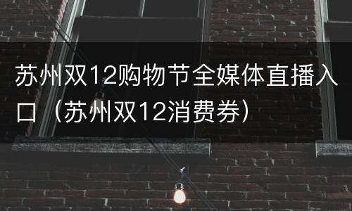 苏州双12购物节全媒体直播入口（苏州双12消费券）