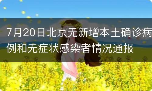 7月20日北京无新增本土确诊病例和无症状感染者情况通报