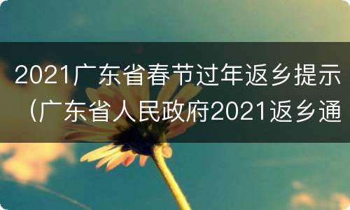 2021广东省春节过年返乡提示（广东省人民政府2021返乡通知）