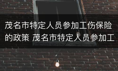 茂名市特定人员参加工伤保险的政策 茂名市特定人员参加工伤保险的政策规定