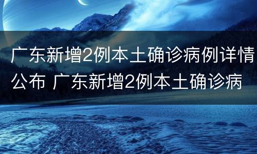 广东新增2例本土确诊病例详情公布 广东新增2例本土确诊病例轨迹