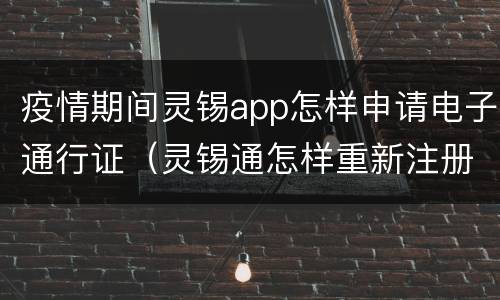 疫情期间灵锡app怎样申请电子通行证（灵锡通怎样重新注册）