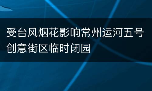 受台风烟花影响常州运河五号创意街区临时闭园