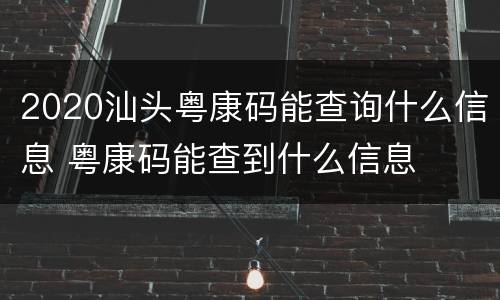 2020汕头粤康码能查询什么信息 粤康码能查到什么信息