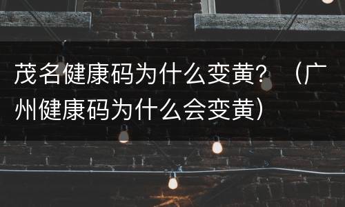 茂名健康码为什么变黄？（广州健康码为什么会变黄）