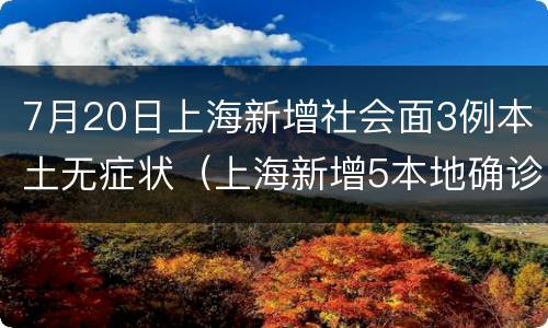 7月20日上海新增社会面3例本土无症状（上海新增5本地确诊）