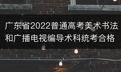 广东省2022普通高考美术书法和广播电视编导术科统考合格线