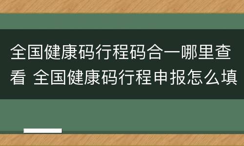 全国健康码行程码合一哪里查看 全国健康码行程申报怎么填