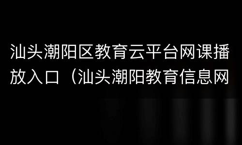 汕头潮阳区教育云平台网课播放入口（汕头潮阳教育信息网官网）