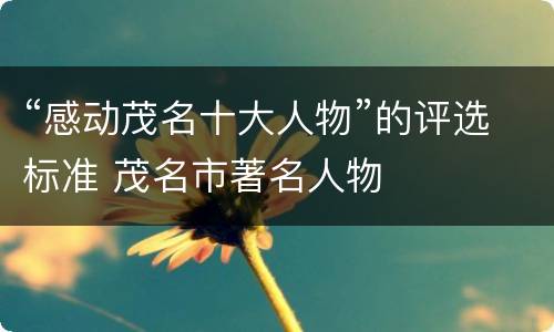 “感动茂名十大人物”的评选标准 茂名市著名人物