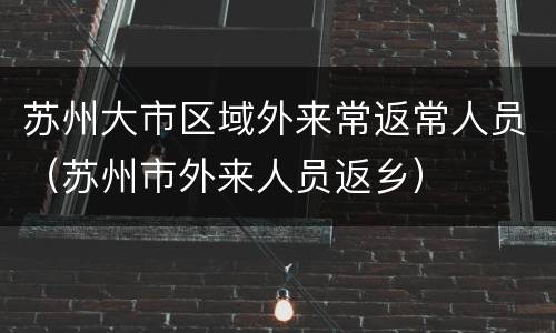 苏州大市区域外来常返常人员（苏州市外来人员返乡）