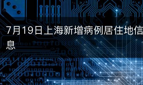 7月19日上海新增病例居住地信息