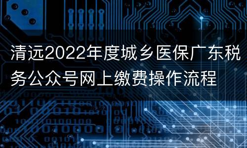 清远2022年度城乡医保广东税务公众号网上缴费操作流程