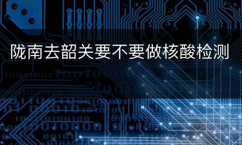 陇南去韶关要不要做核酸检测