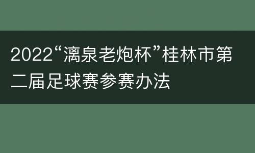 2022“漓泉老炮杯”桂林市第二届足球赛参赛办法