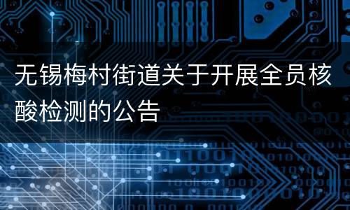 无锡梅村街道关于开展全员核酸检测的公告