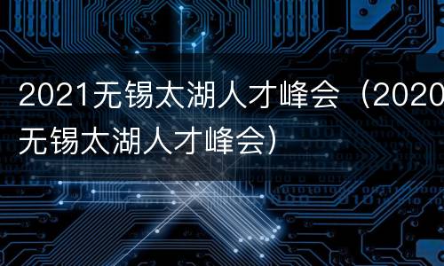 2021无锡太湖人才峰会（2020无锡太湖人才峰会）