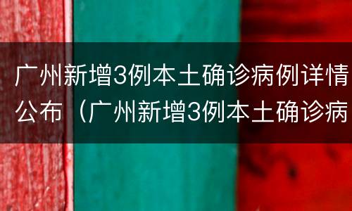 广州新增3例本土确诊病例详情公布（广州新增3例本土确诊病例详情公布）