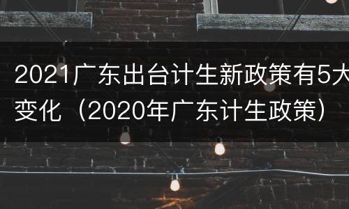 2021广东出台计生新政策有5大变化（2020年广东计生政策）