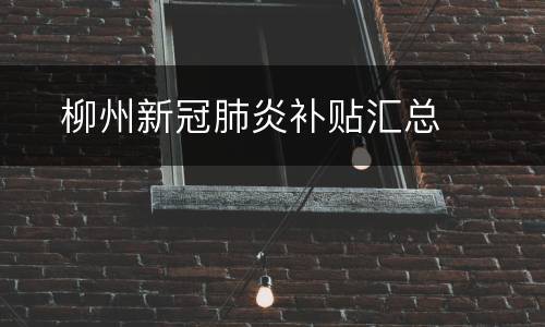 ​柳州新冠肺炎补贴汇总