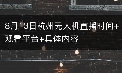 8月13日杭州无人机直播时间+观看平台+具体内容
