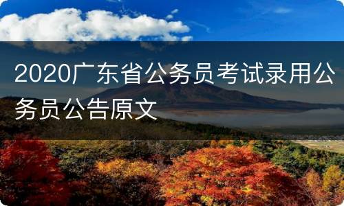 2020广东省公务员考试录用公务员公告原文