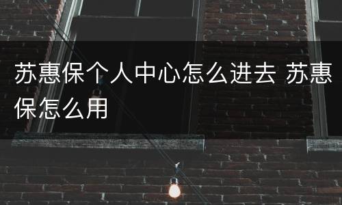 苏惠保个人中心怎么进去 苏惠保怎么用