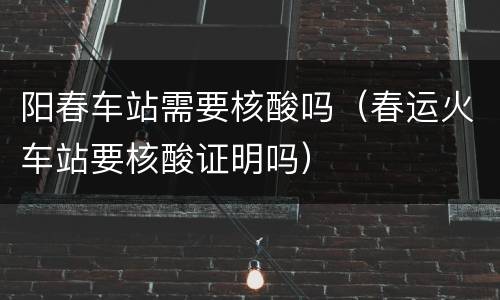阳春车站需要核酸吗（春运火车站要核酸证明吗）