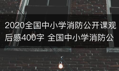 2020全国中小学消防公开课观后感400字 全国中小学消防公开课观后感450字