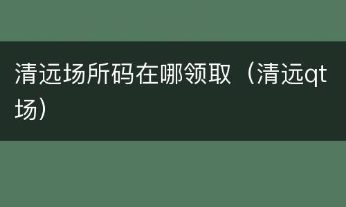 清远场所码在哪领取（清远qt场）