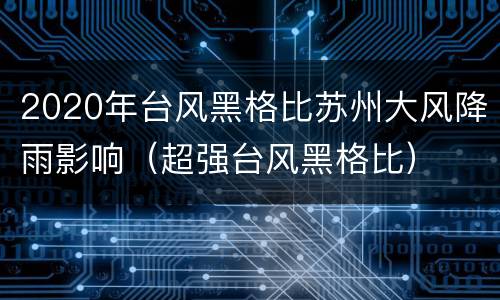 2020年台风黑格比苏州大风降雨影响（超强台风黑格比）