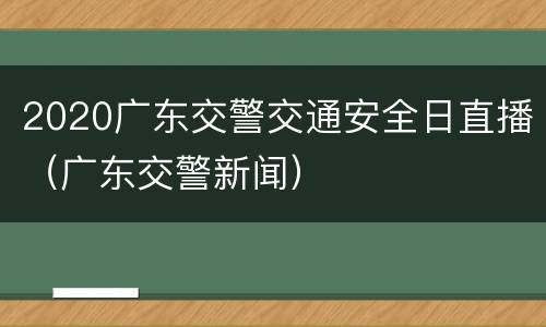 2020广东交警交通安全日直播（广东交警新闻）